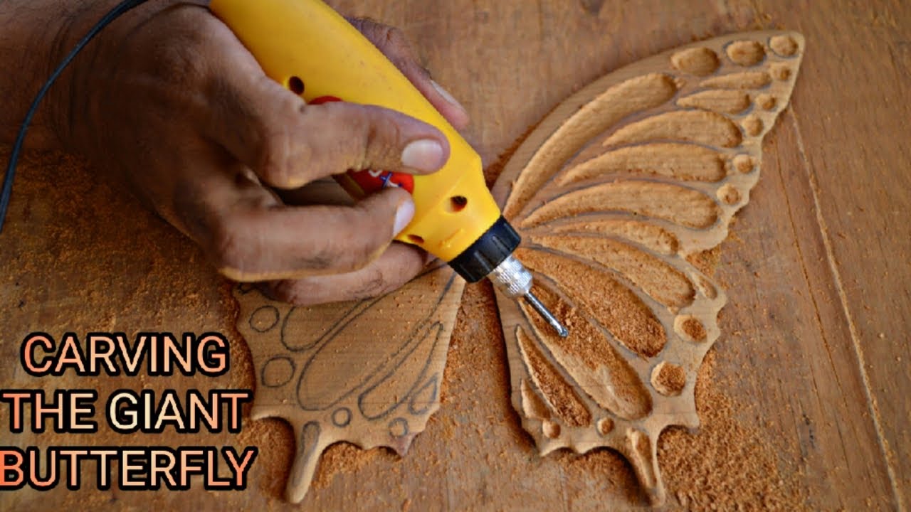 Carving The Giant Butterfly | Butterfly Carving | Carving Tutorial | DIY | Wood Carving |MENT CRAFTS