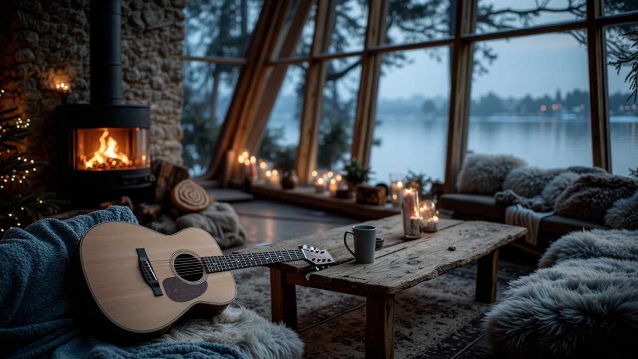Cozy Winter Guitar & Warm Acoustic Guitar Melodies | Peaceful Snowfall Background Music