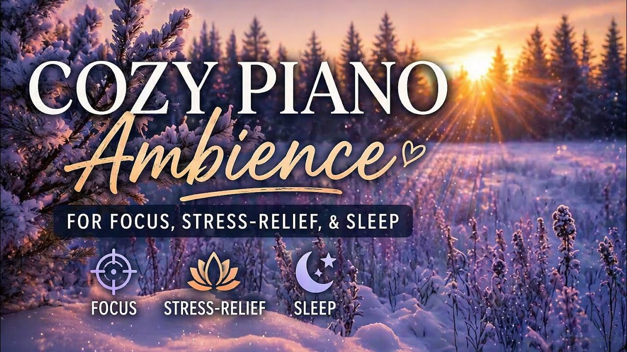 Golden Winter Evening ❄️🪻 Cozy Piano Ambience For Focus, Stress-Relief, & Sleep