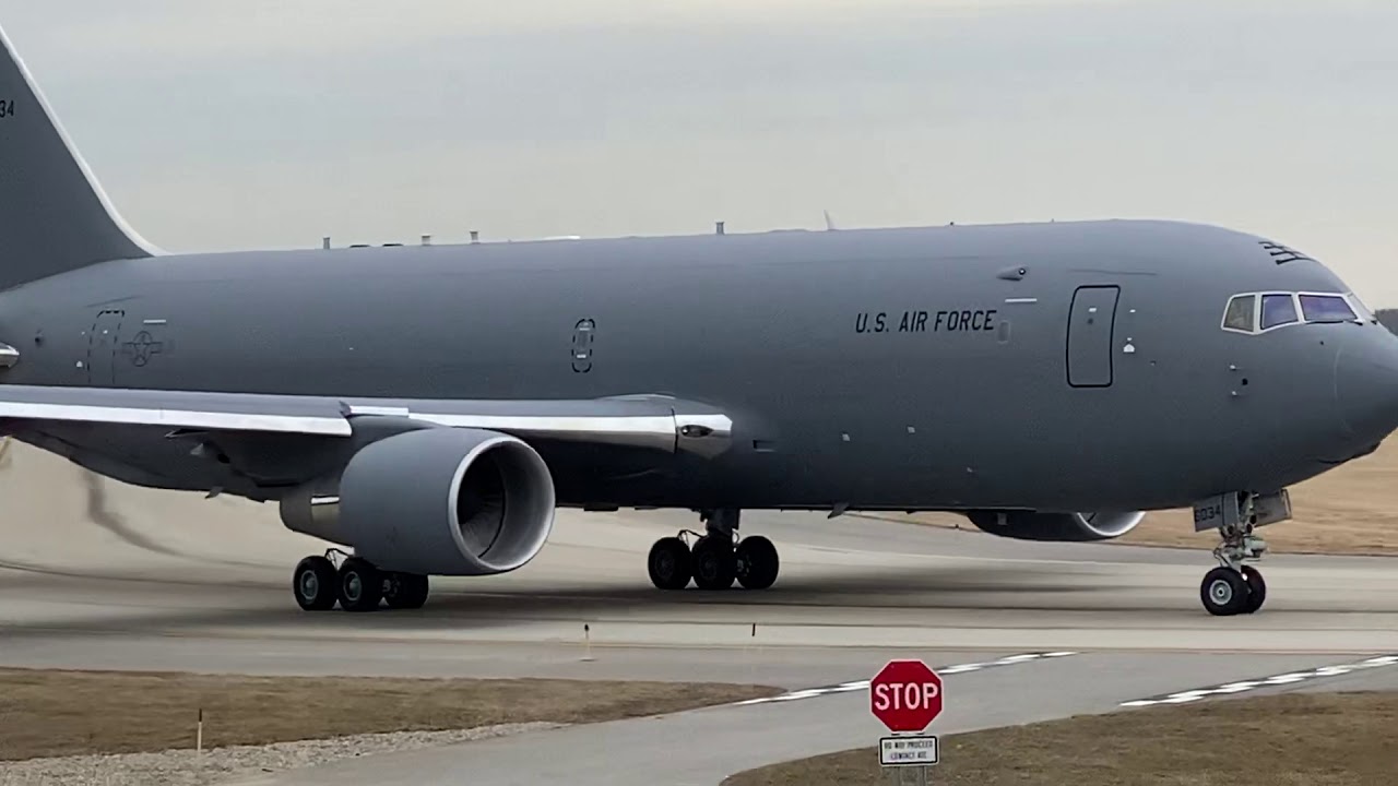 KC-46A Pegasus Tanker Taxi and Departure | Pease ANGB (PSM)