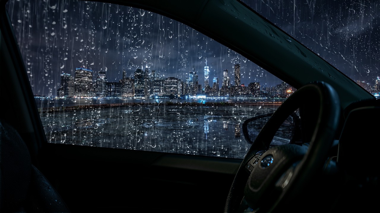 Heavy Rain from a Stationary Car Window - Fall Asleep in Minutes, Sounds for Unwind Vibes
