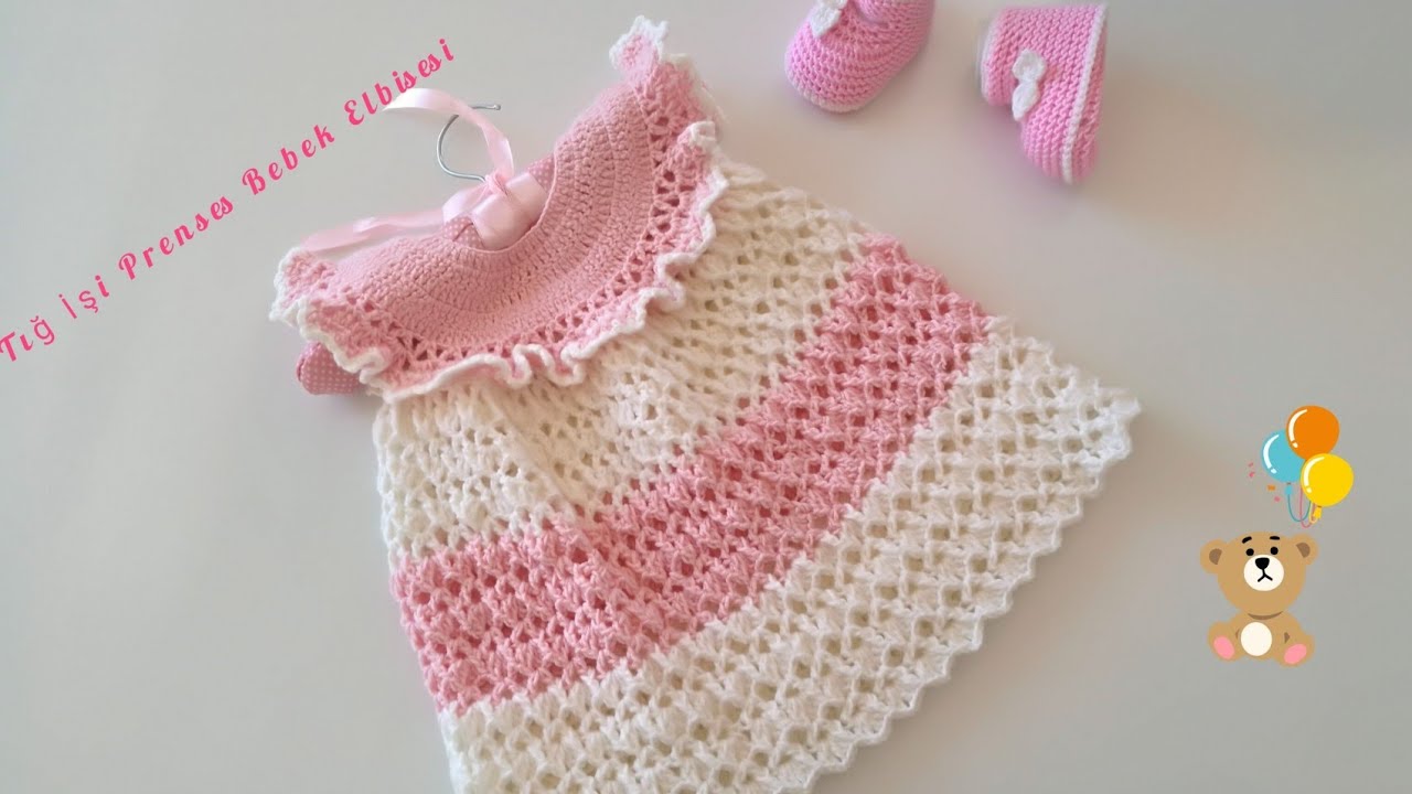 Tığ İşi Prenses Bebek Elbisesi/Kolay Bebek Elbisesi/How to crochet a baby dress
