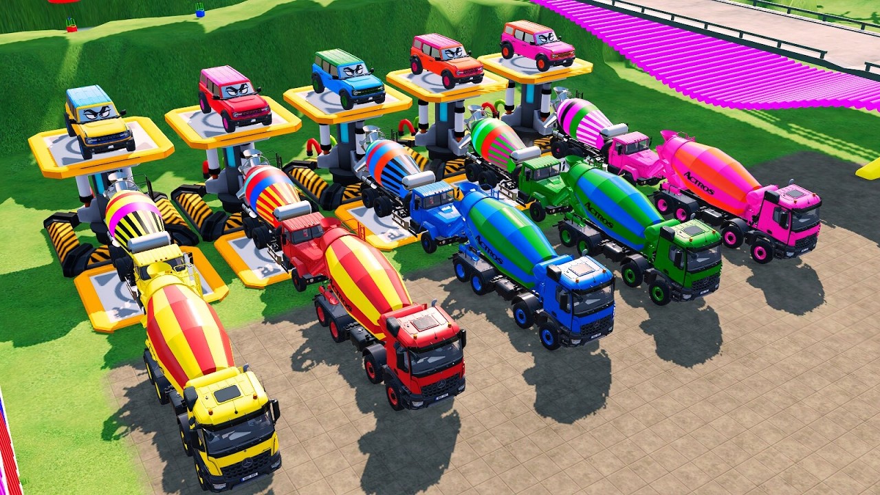 Garage with Colors - ALL AMERICAN MIXER TRUCK WITH DOUBLE LOWBED TRAILER, PETERBILT, KENWORTH #5