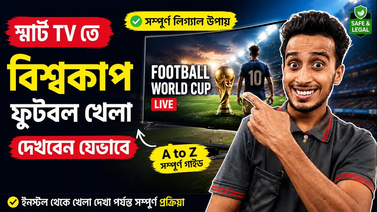 স্মার্ট TV তে Football World Cup 2026 LIVE Match দেখবেন যেভাবে |সম্পূর্ণ লিগ্যাল উপায় | A to Z Guide