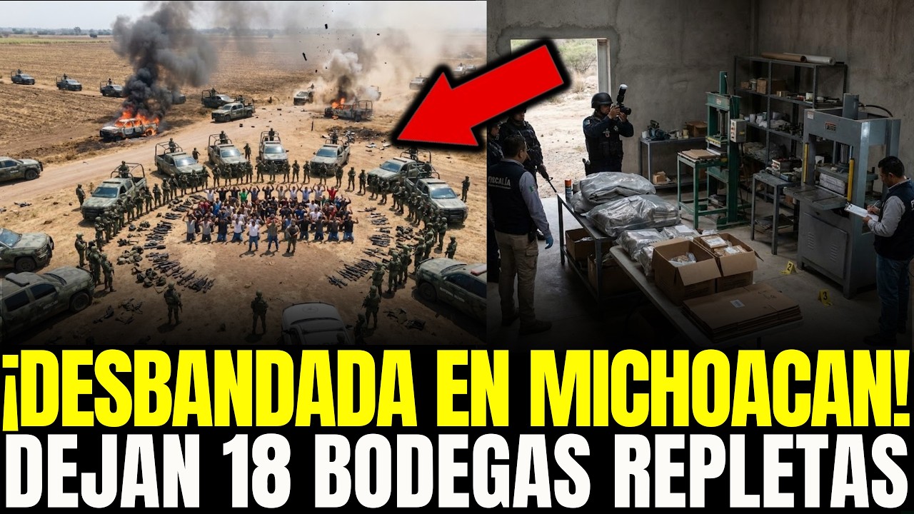 ¡DESBANDADA en MICHOACÁN! 147 SICARIOS HUYEN y DEJAN 18 BODEGAS REPLETAS