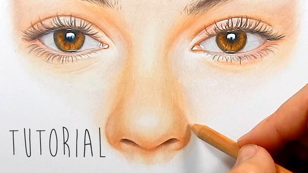 Tutorial | How to draw, color a realistic nose with colored pencils - step by step | Emmy Kalia