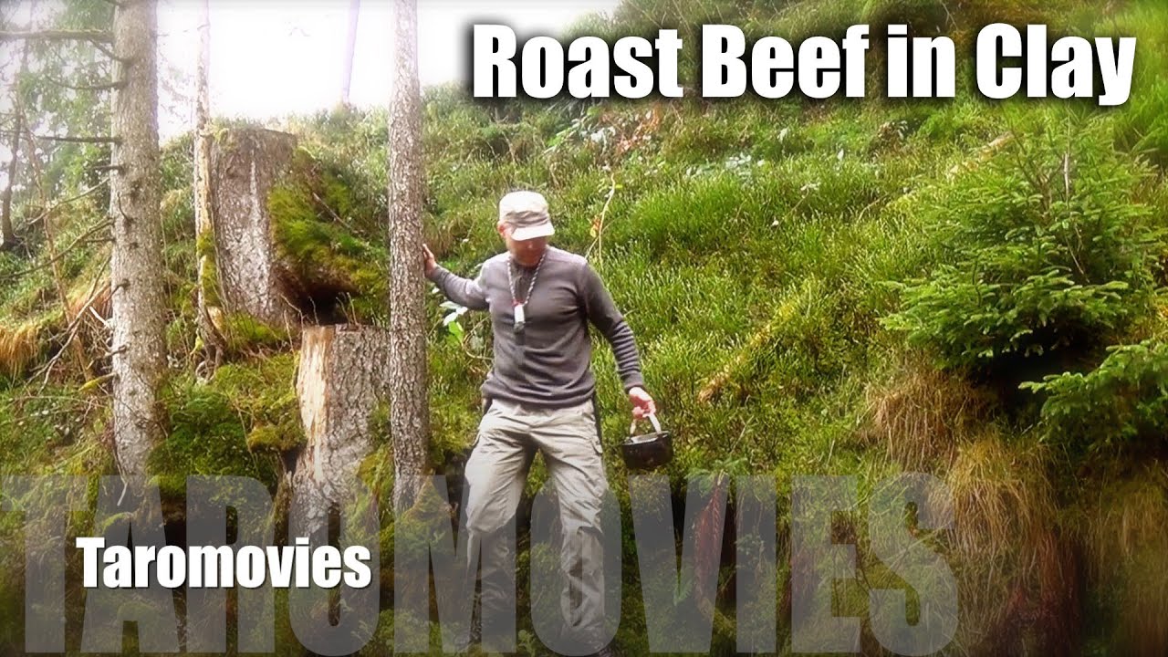 Mountain Overnight & Roast Beef in Clay/HD Bushcraft Survival Video