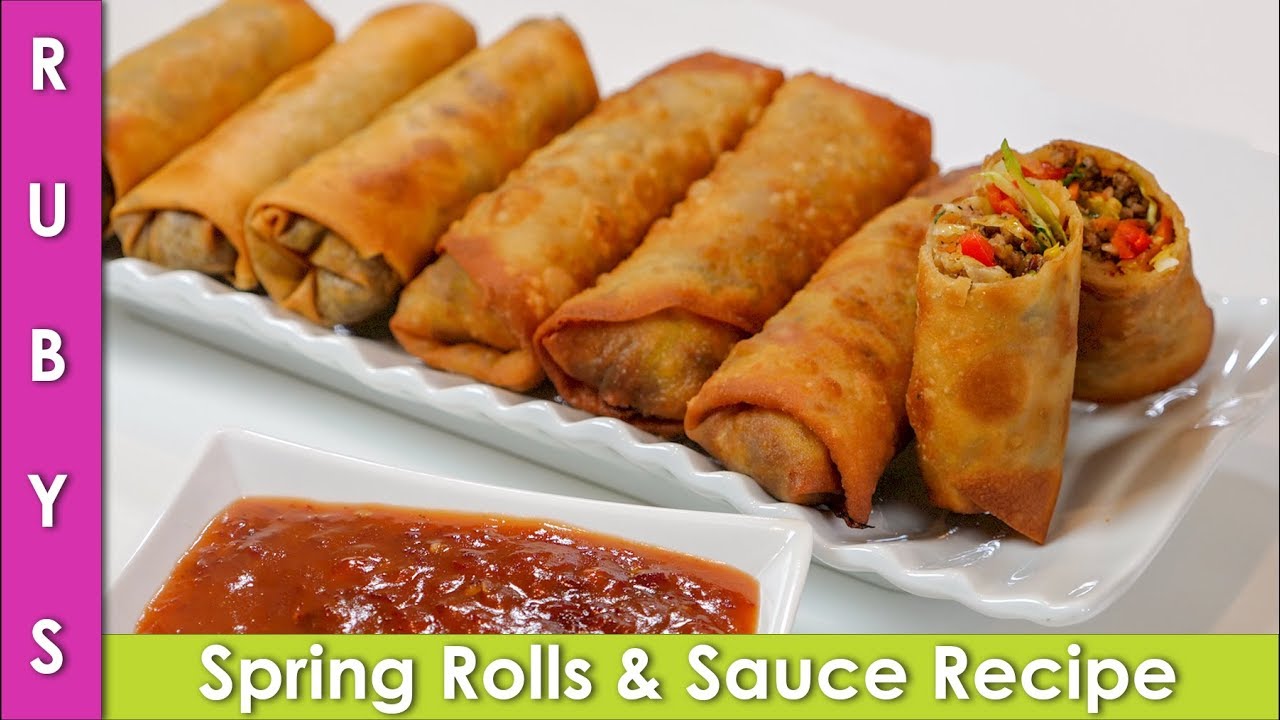 Spring Rolls with Special Sauce Recipe in Urdu Hindi - RKK