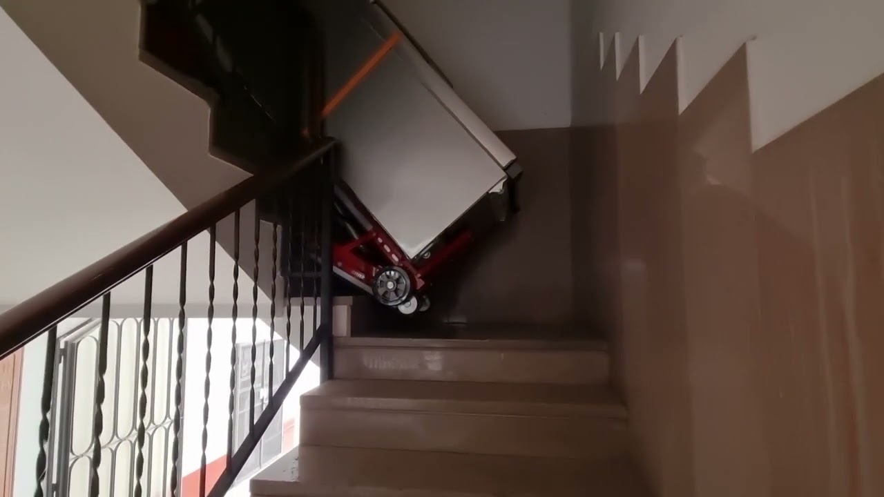 How to move a Refrigerator up and down stairs? With the  electric stair climber Buddy Lift Plasmoid