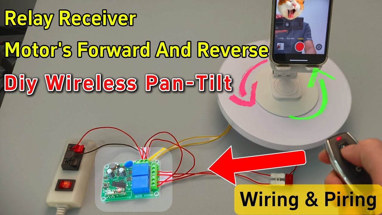 DIY Rotating Stand: RF Relay Switch Remote Controls AC Motor Forward and Reverse by QIACHIP KR2202