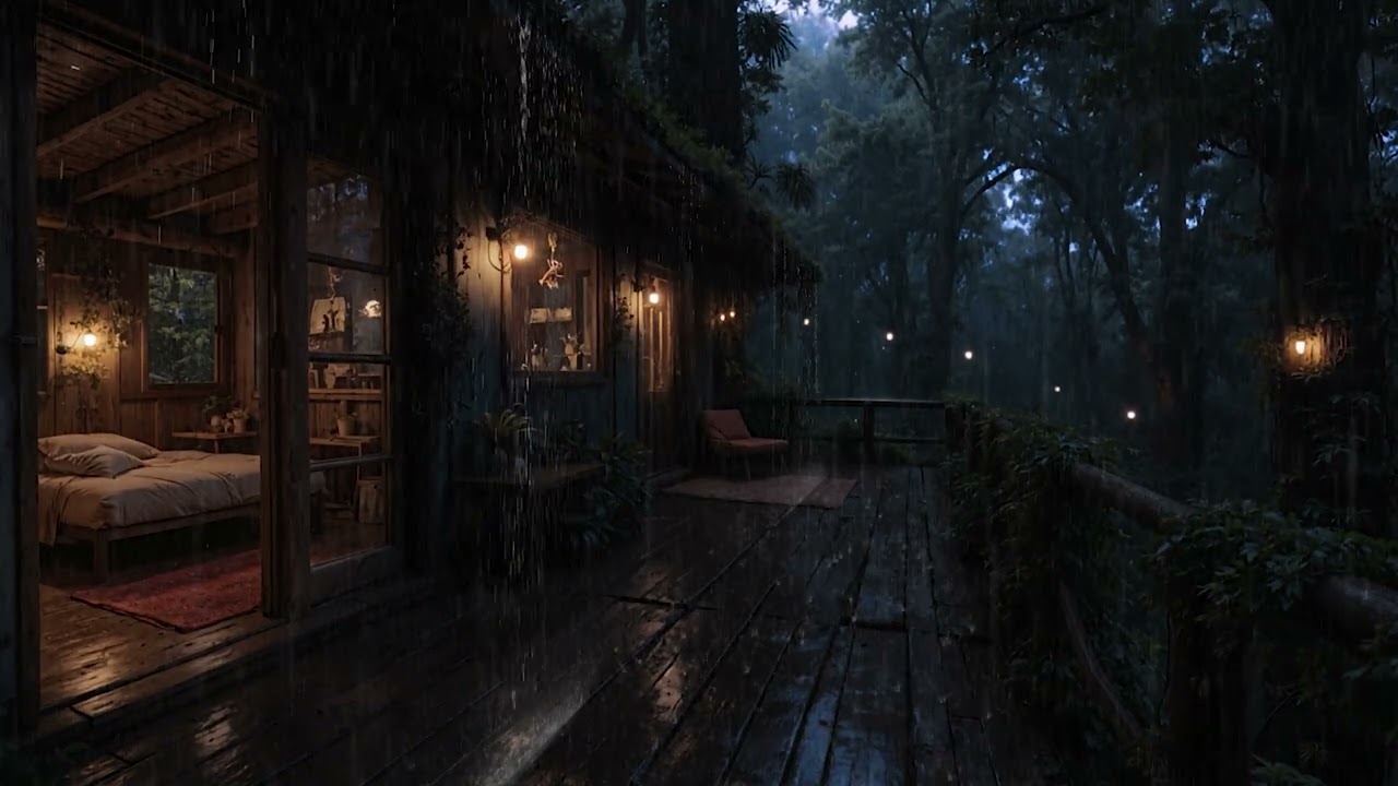 Quiet Rainy Night at a Hidden Woodland Cabin 🌙🌧️ | Relax & Unwind