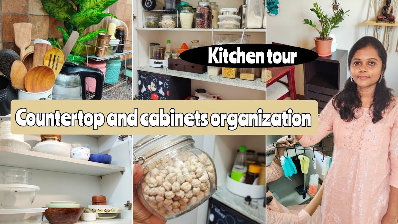 Kitchen countertop and cabinets organization ideas/ small modular kitchen tour & decor/ Jega life
