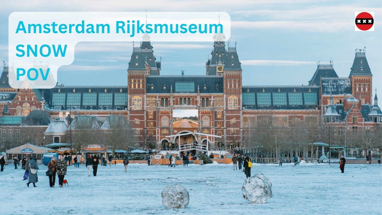 Amsterdam Snow Walk 4K | Rijksmuseum POV + Street Photography