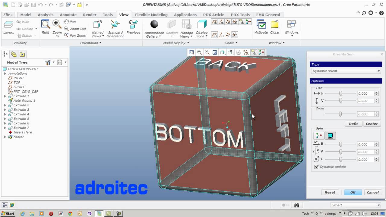 Creating View Orientations in Creo Parametric