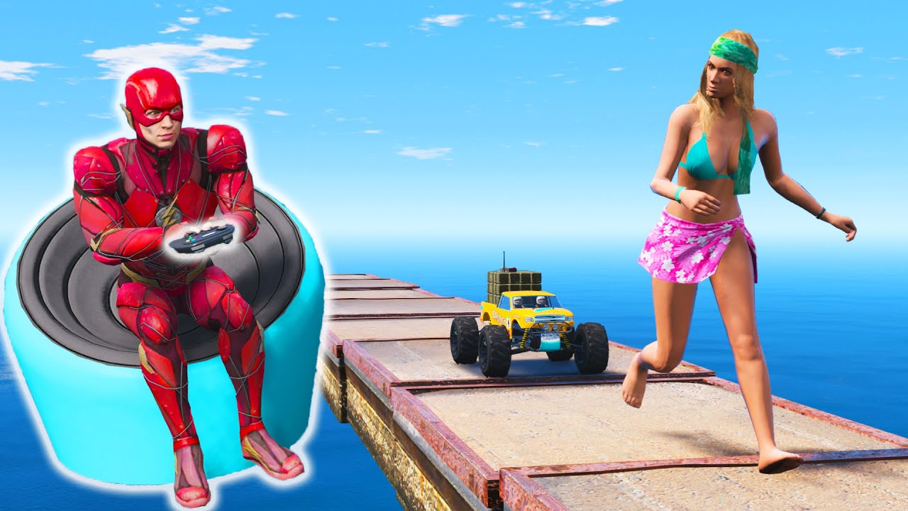 GTA 5 - флеш-вода, прыгает тряпичная кукла, эп.1 (забавные моменты физики эйфории)