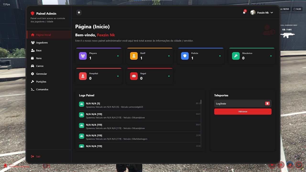 Painel Admin para five m vrpex completo, comandos