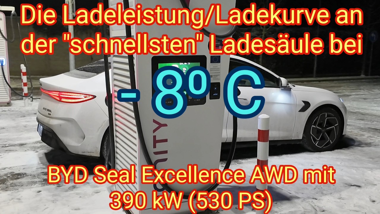 Bei -8 &deg;C an der schnellsten Lades&auml;ule: Ladeleistung & Ladekurve des BYD Seal Excellence AWD 390 kW