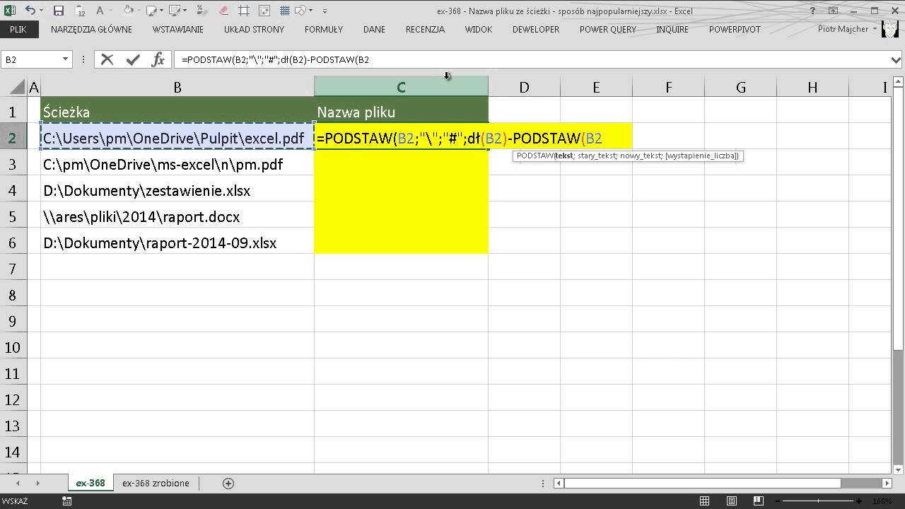 excel-368 - Nazwa pliku ze ścieżki - sposób najpopularniejszy