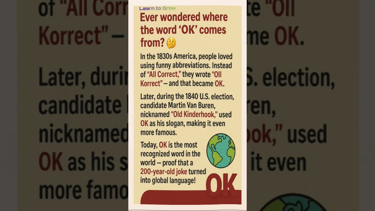 History of OK word #gk #knowledge #learning #shortvideo #shorts #motivation #learntogrow #facts