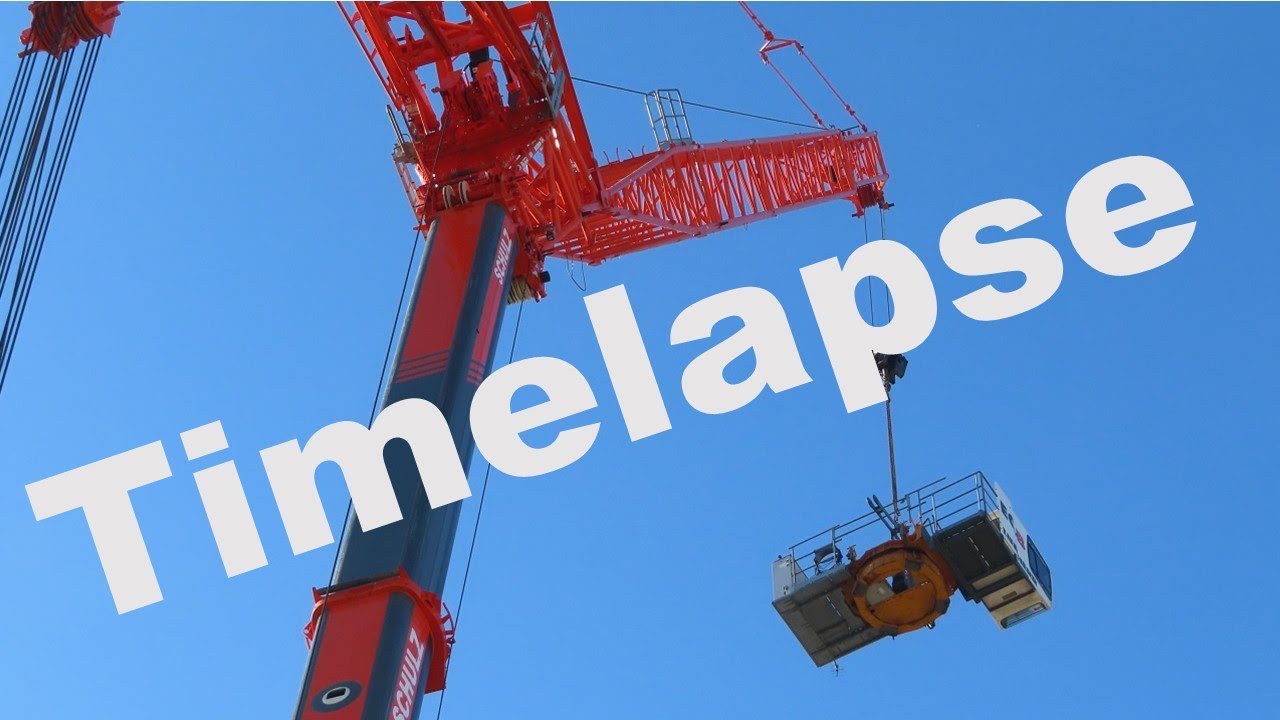 KRANDIENST SCHULZ - LIEBHERR LTM 1650-8.1bei der Demontage eines LIEBHERR 172 EC-B - Timelapse