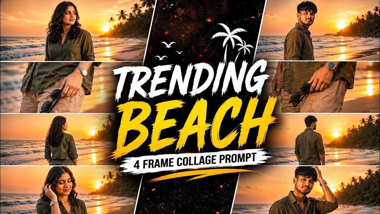 Trending Beach 4 Frame Collage AI Prompt 😍 | Turn your Photo Into beach collage!
