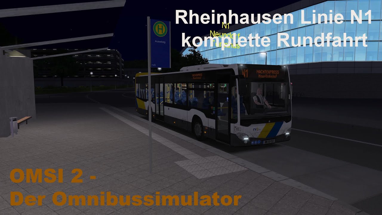 Omsi 2 Rheinhausen Linie N1 Hin- und Rückfahrt MB C2Ü