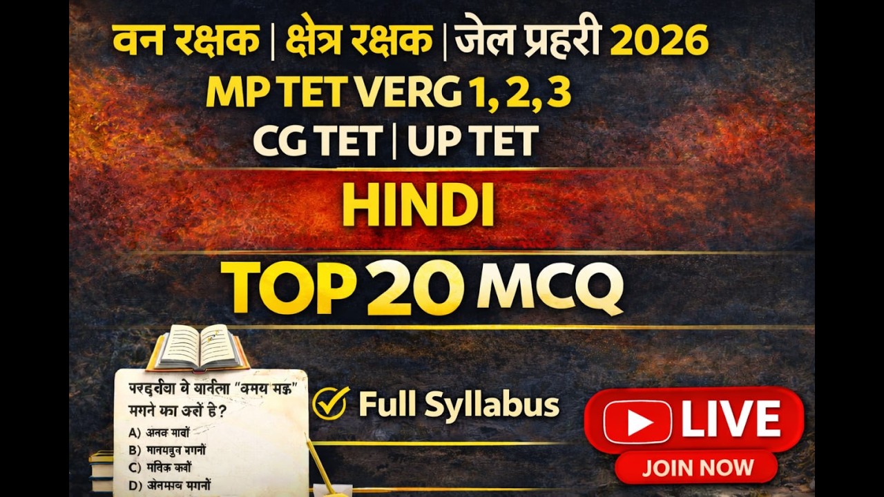 Hindi Top 20 MCQ For All Exam | Van Rakshak | Jail Prahari | MP TET | CG TET | UP TET