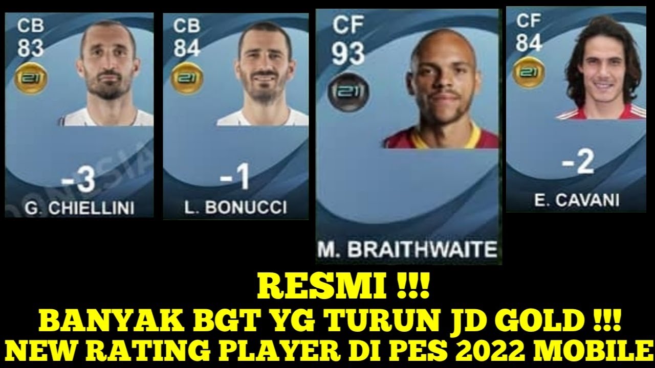 OFFICIAL! NEW PLAYER RATINGS IN PES 2022 MOBILE! DOWN & UP! SO MANY PLAYERS ARE DOWN TO GOLDBALL!