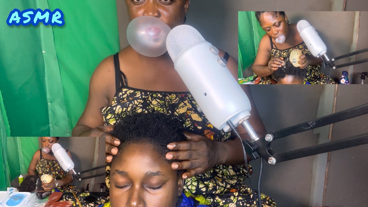 ASMR✨SOFT WHISPER GUM BLOWING, CRACKING AND LONG NAIL SCRATCHING ON MY SISTER.