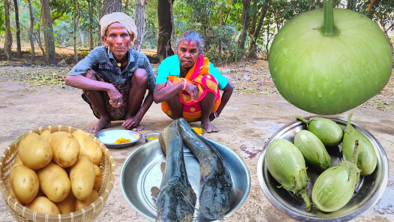 2kg MAGUR FISH CURRY cooking and eating || rural old grandma cooking fish curry || village lifestyle