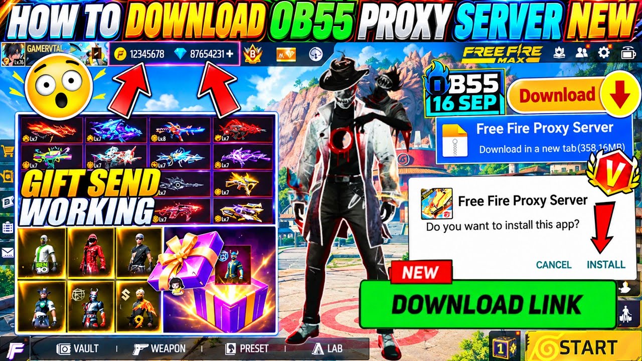 HOW TO DOWNLOAD PROXY SERVER IN FREE FIRE, HOW TO USE PROXY SERVER IN FREE FIRE, VIP PROXY SERVER