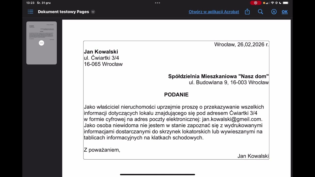 iPhone i eksportowanie treści do pliku PDF