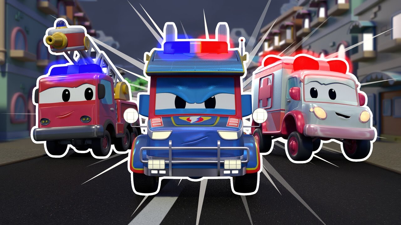 POLICE TRUCK joins the RESCUE SQUAD! | | Emergency Vehicles for Kids | Cars & Trucks Rescue for Kids
