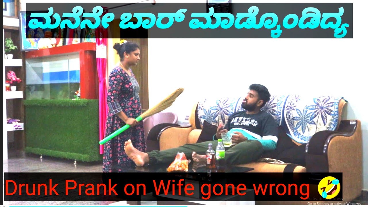 Drunk Prank On Wife Gone Horrible😰🤣😅 || Crazy Boy Tumkur