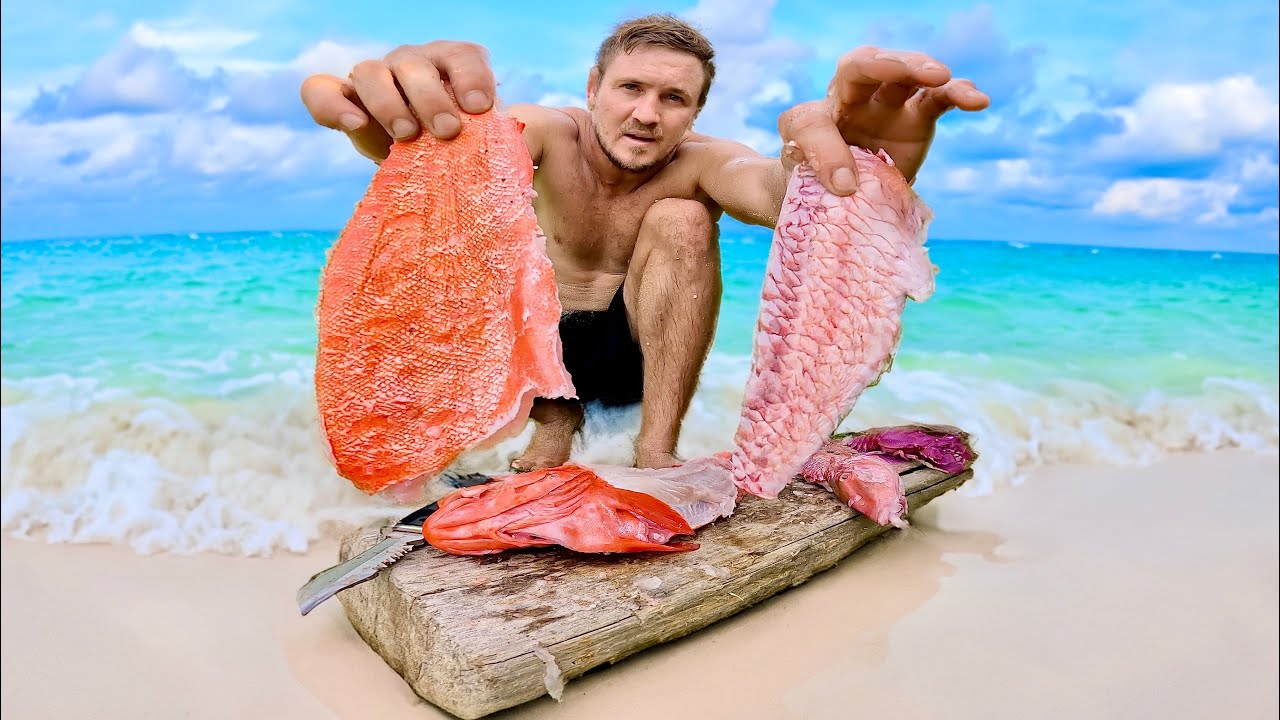 SOLO SURVIVAL with HAND MADE SPEAR - ASSORTED SEAFOOD CATCH N COOK