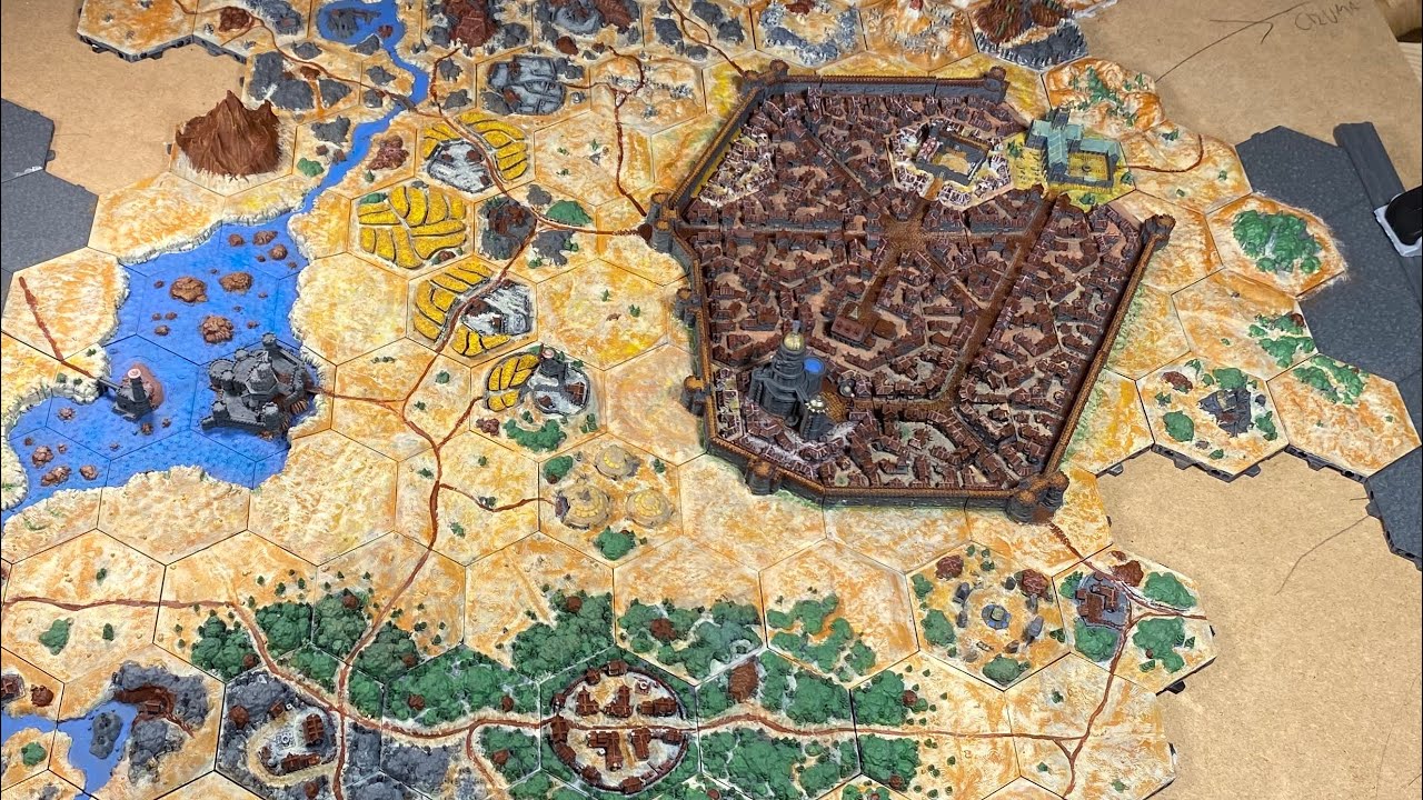 Dion Township 70h of 200h, 3D printed and painted, with Hexton Hills tiles, printed on Bambu Lab x1c