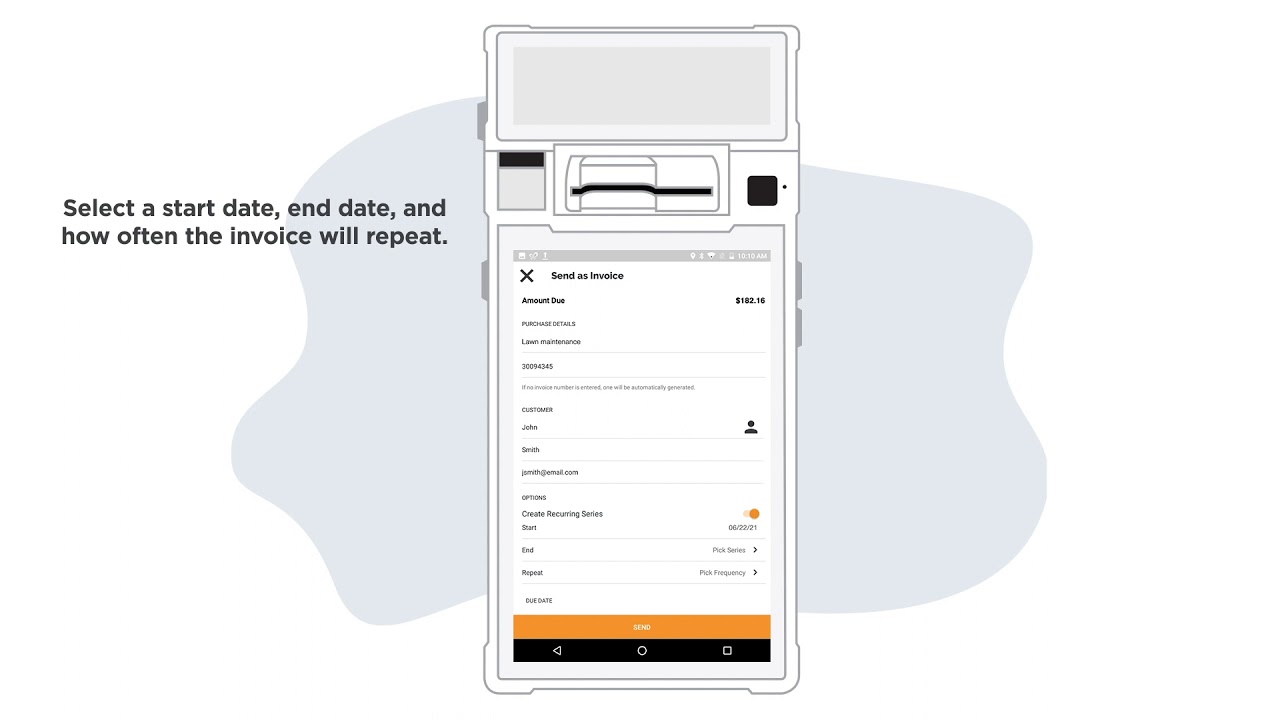 Sending an invoice in the Payanywhere app