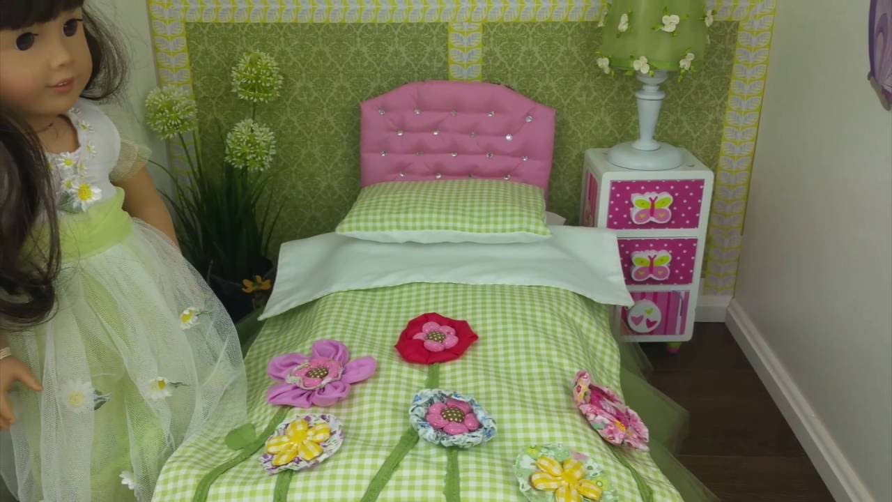 DIY garden bed with tufted Headboard for AG Doll