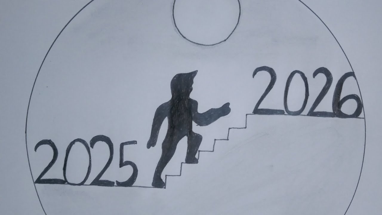 How to draw a simple new year drawing ☺️#viralvideo # art 