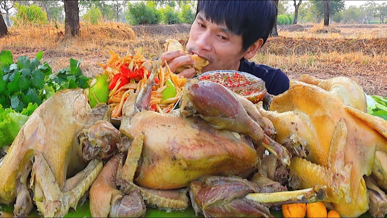 ต้มไก่บ้านจิ้มซีฟู๊ดแกล้มผักสดแซ่บคักคักอีหลีครับพี่น้องMUKBANG EATING SHOW#โก้อีสานพาแดก