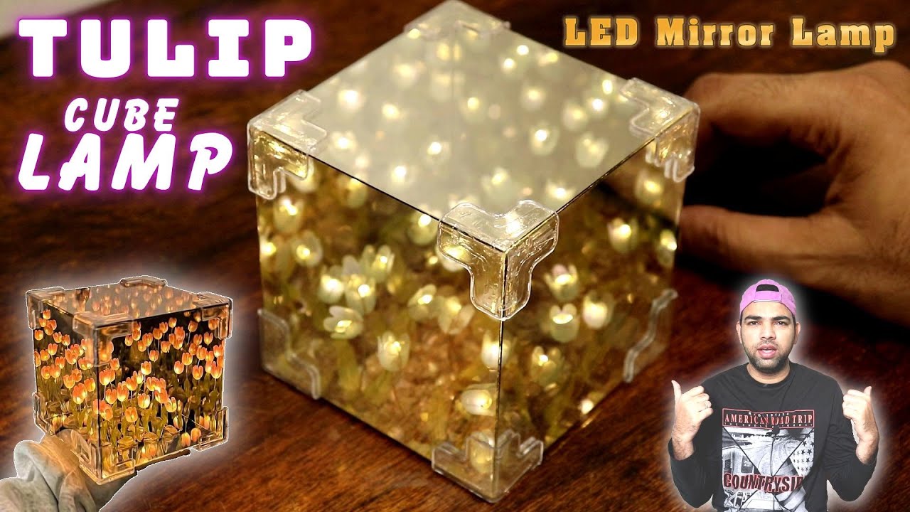 Tulip LED Mirror Cube Lamp Assembling | Artificial Flower Table Lamp | Decorative Flower Night Light