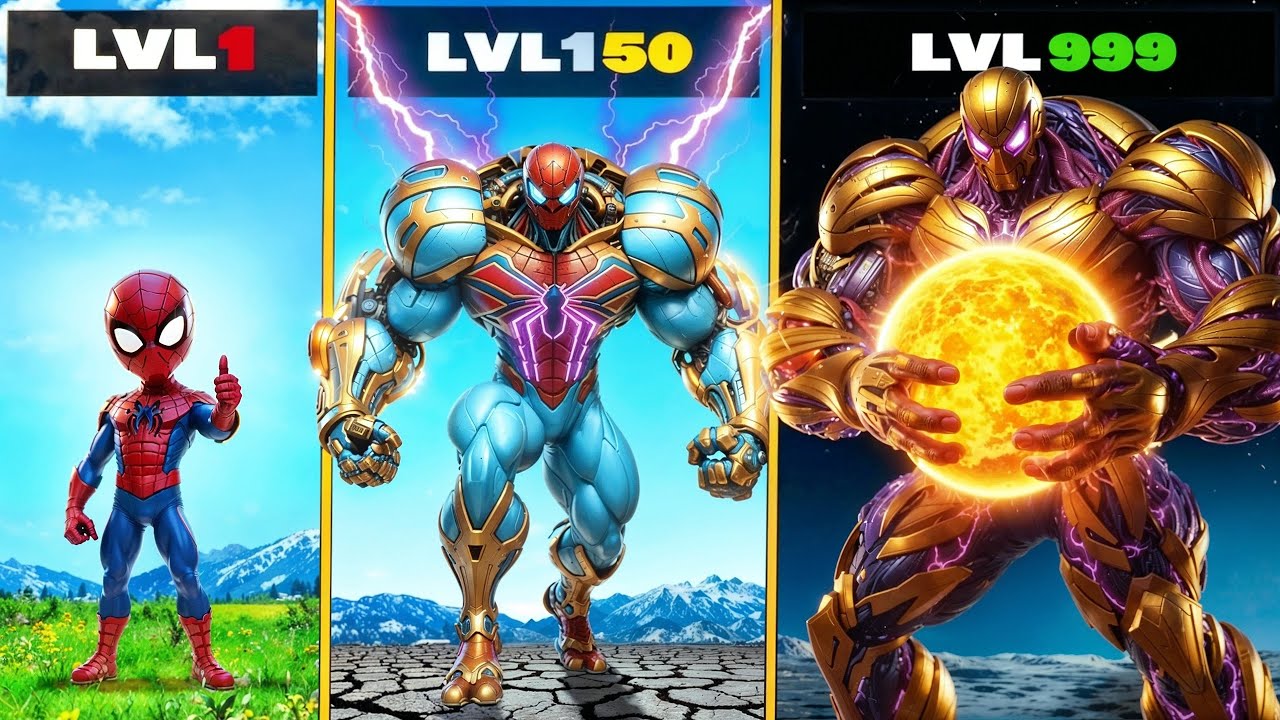 LVL1 SPIDERMAN 🕷️ to LVL999 SPIDERMAN 🕷️ IN GTA 5  / UPGRADING SPIDERMAN IN GTA 5 FROM WEAK TO MOST