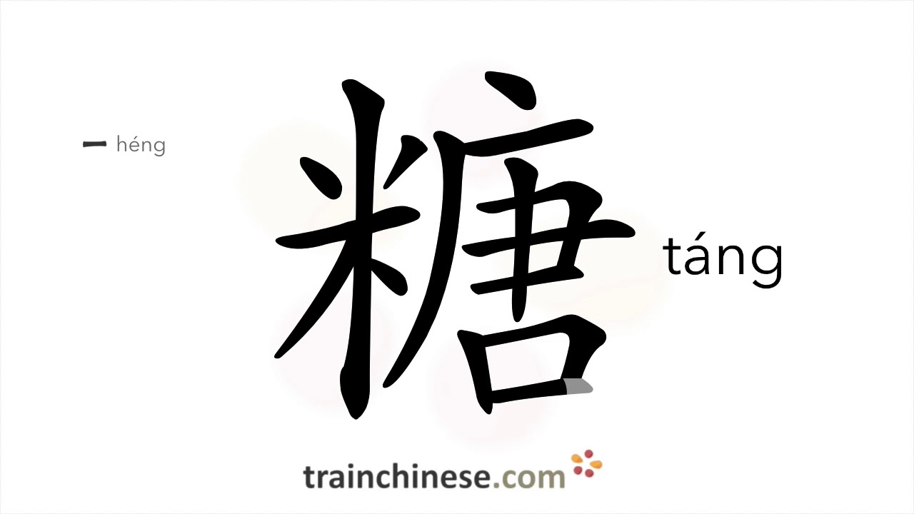 How to write 糖 (táng) – sugar – stroke order, radical, examples and spoken audio