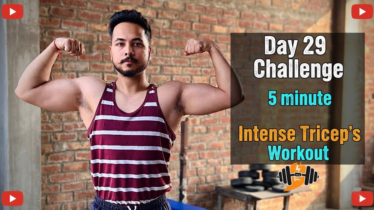 Day 29 Fitness Challenge | 5 Minute Intense Triceps Workout | How To Train Triceps At Home | #viral 