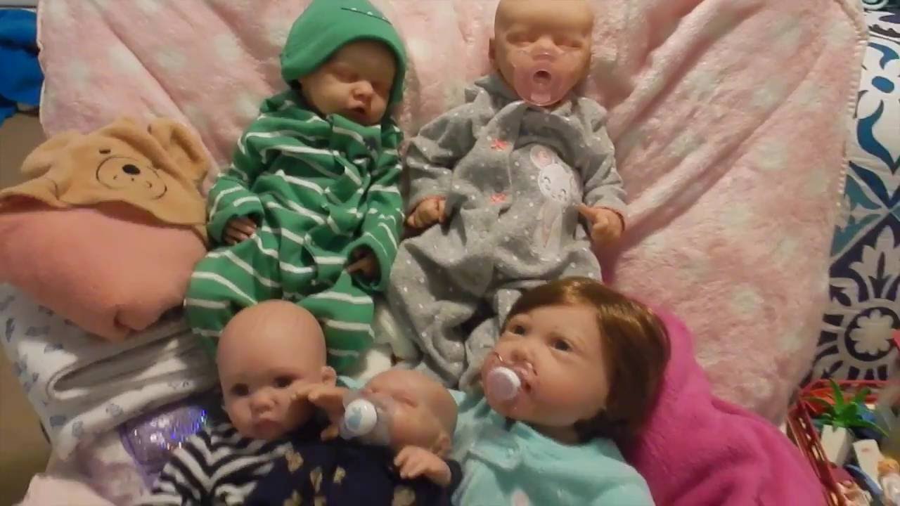 Changing All 5 Reborns Into Pajamas