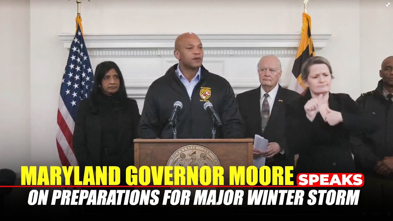 Maryland Governor Wes Moore holds a briefing on the state’s preparations for a major winter storm