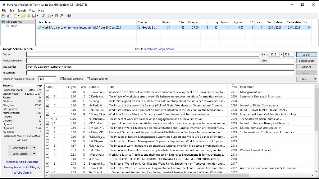 Cara Mencari Jurnal dengan Cepat dan Mudah Menggunakan Software Harzing Publish or Perish