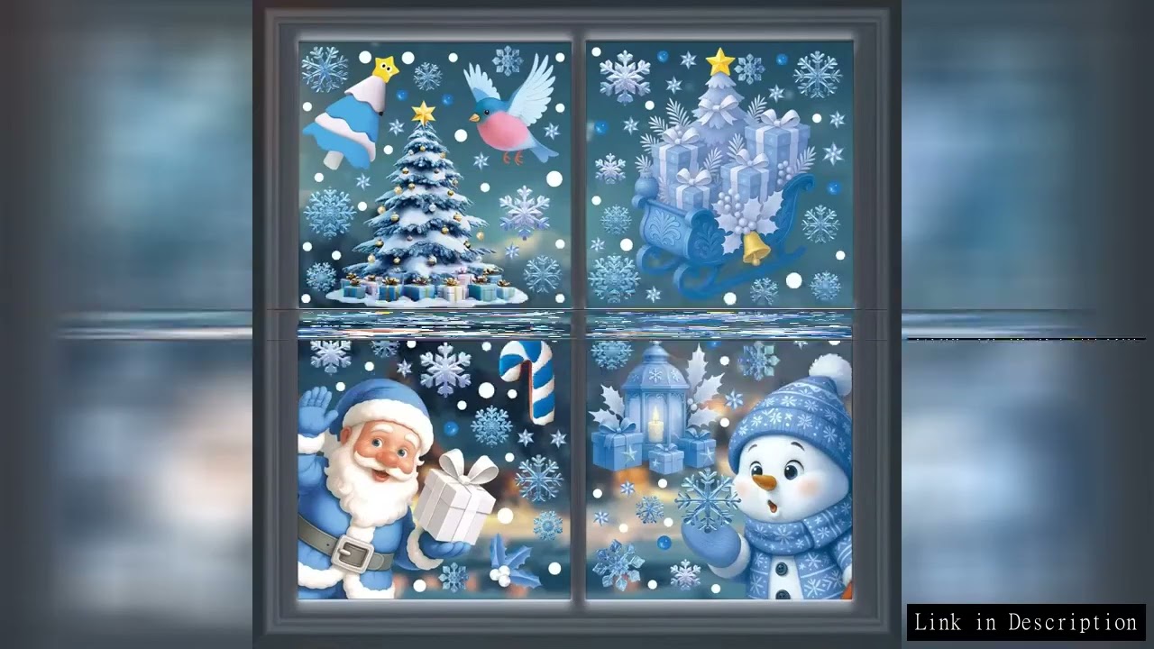 Santa Claus Stickers Blue Snowman Window Decorations Glass Static Stickers Christmas Decorations Sno