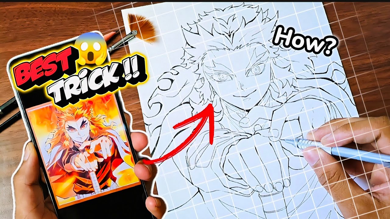 Use This Secret Trick To Draw Perfect Outline Of Rengoku 🔥|| Snowart303