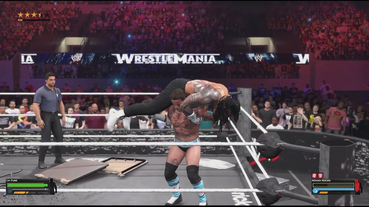 WWE 2K26_2026 Роман Рейнс против Си Эм Панка. За титул чемпиона мира в тяжелом весе. На WrestleMa...